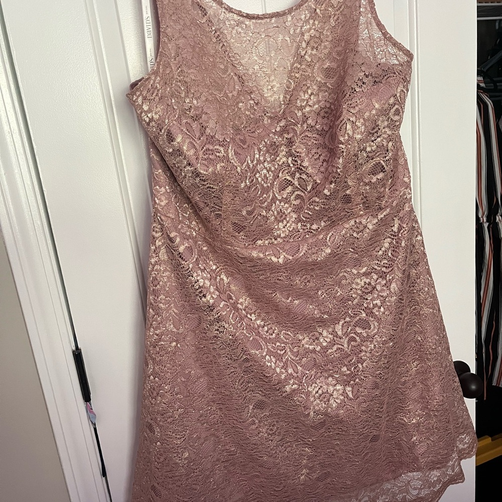 David's Bridal Lace Dress in Soft Pink
